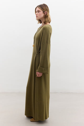 Tie Knit Dress Green