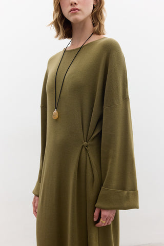Tie Knit Dress Green