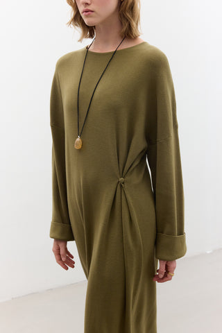 Tie Knit Dress Green