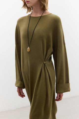 Tie Knit Dress Green