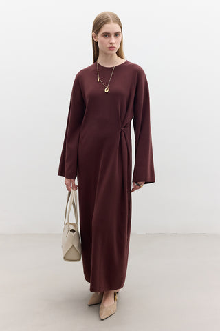 Tie Knit Dress Burgundy
