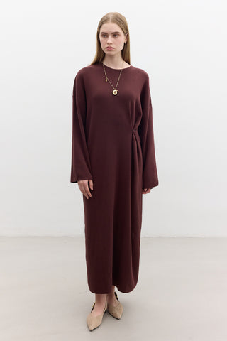 Tie Knit Dress Burgundy