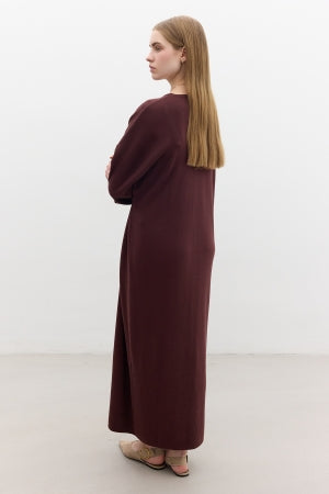 Tie Knit Dress Burgundy