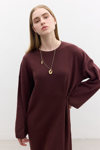 Tie Knit Dress Burgundy