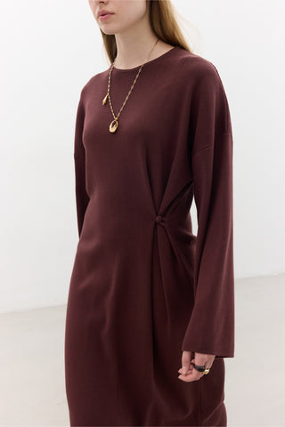 Tie Knit Dress Burgundy