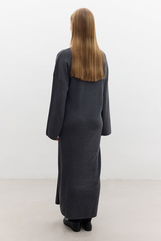 Tie Knit Dress Anthracite