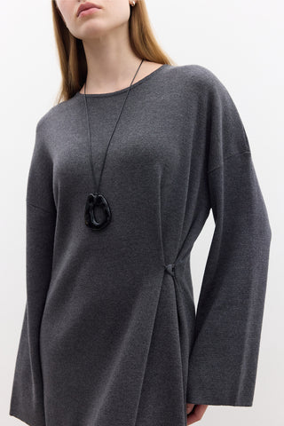 Tie Knit Dress Anthracite