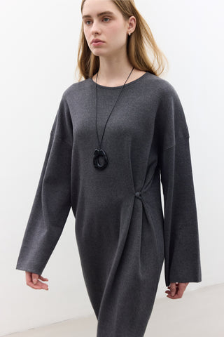 Tie Knit Dress Anthracite