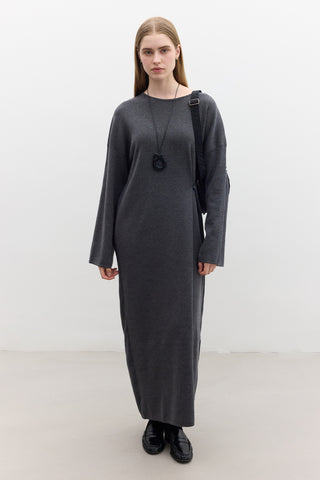 Tie Knit Dress Anthracite
