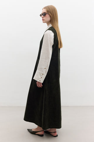 Corduroy Pinafore Dress Khaki