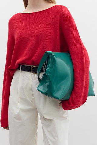 Faux Leather Flap Tote Bag Teal