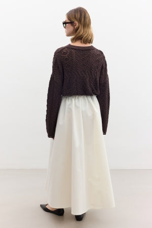 Pointelle Knit Sweater Brown
