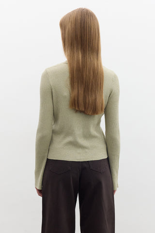 Small Button Knit Cardigan Pistachio Green