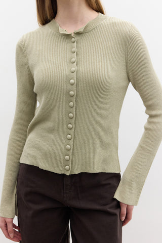 Small Button Knit Cardigan Pistachio Green