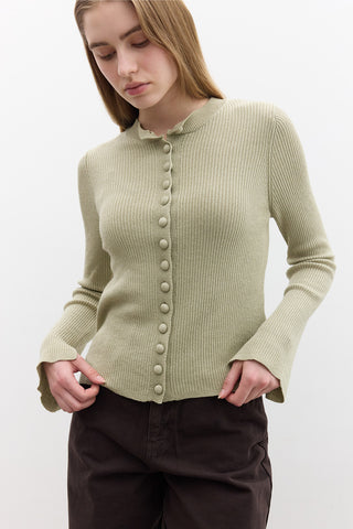 Small Button Knit Cardigan Pistachio Green