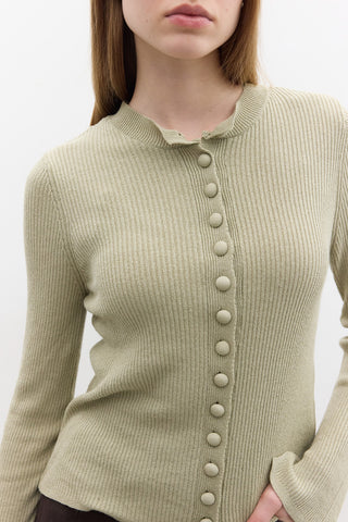Small Button Knit Cardigan Pistachio Green