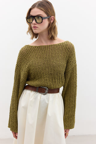 Open-Knit Sweater Green