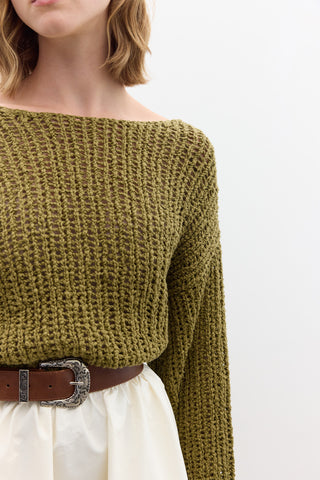 Open-Knit Sweater Green