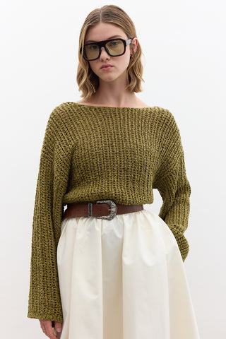 Open-Knit Sweater Green