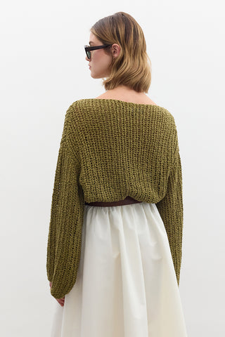 Open-Knit Sweater Green