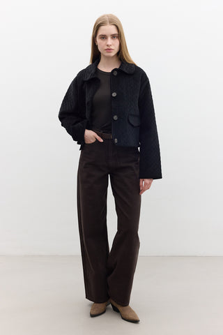 Quilted Velvet Jacket Black