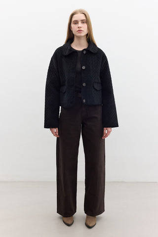 Quilted Velvet Jacket Black