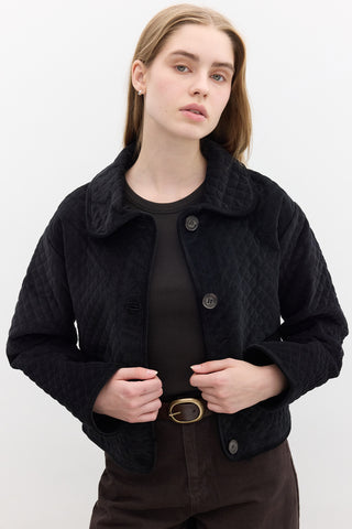 Quilted Velvet Jacket Black