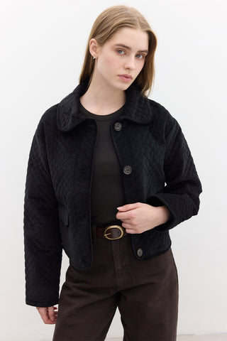 Quilted Velvet Jacket Black