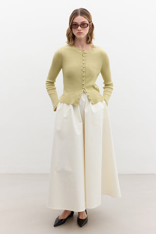 Small Button Knit Cardigan Yellow