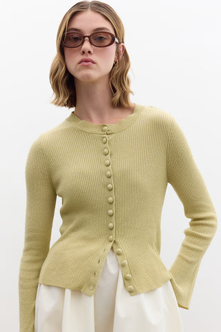 Small Button Knit Cardigan Yellow