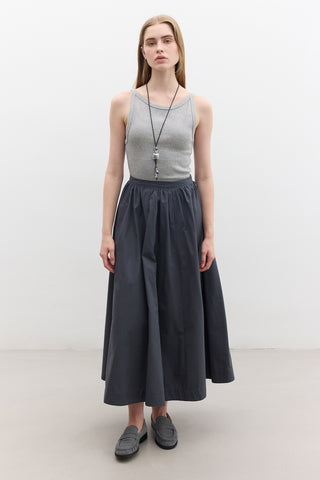 Katy Gabardine Shirred Skirt Navy Blue