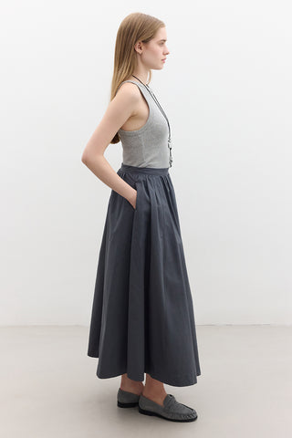 Katy Gabardine Shirred Skirt Navy Blue