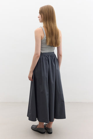 Katy Gabardine Shirred Skirt Navy Blue