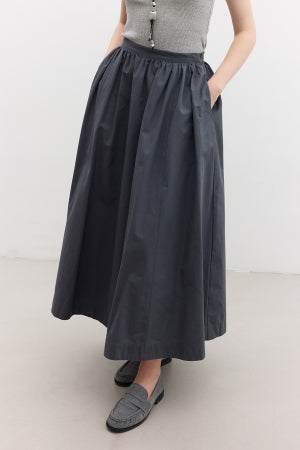 Katy Gabardine Shirred Skirt Navy Blue