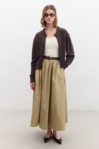 Cotton Knit Cardigan Brown