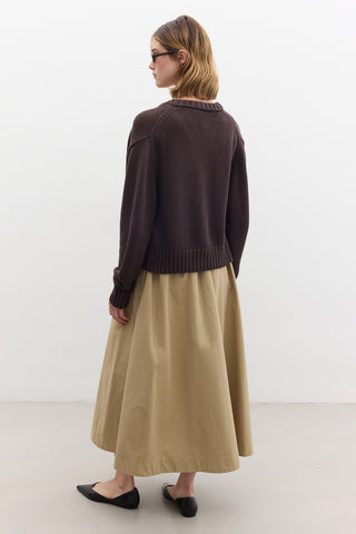 Cotton Knit Cardigan Brown