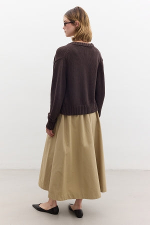 Cotton Knit Cardigan Brown