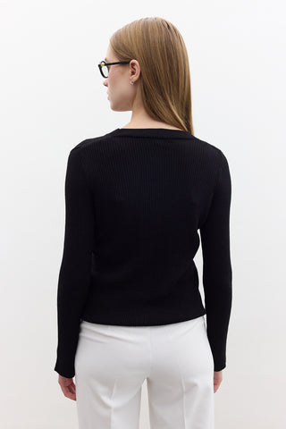 Small Button Knit Cardigan Black