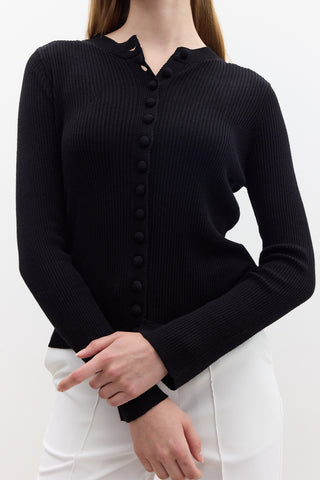 Small Button Knit Cardigan Black