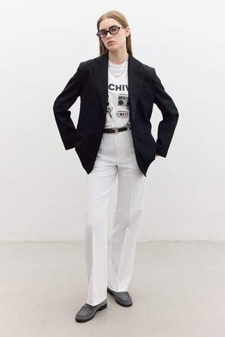 Klasik Düğmeli Blazer Siyah