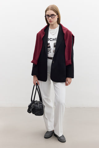 Klasik Düğmeli Blazer Siyah