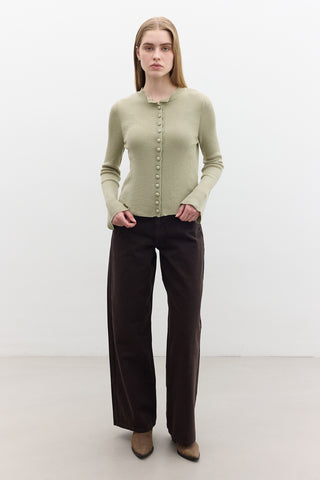 Gabardine Baggy Trousers Brown