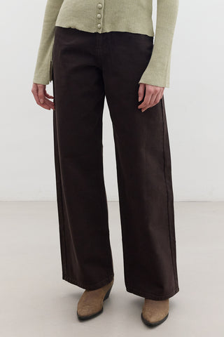 Gabardine Baggy Trousers Brown