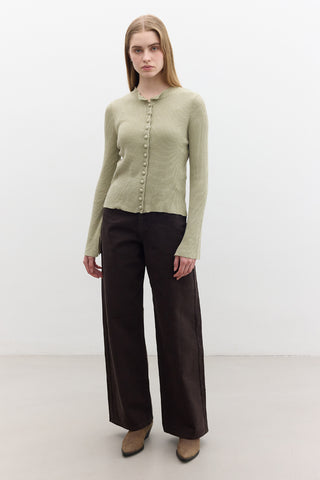 Gabardine Baggy Trousers Brown
