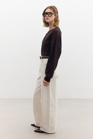 Gabardine Baggy Trousers Beige