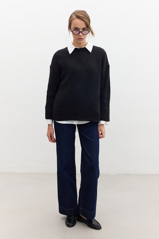 High-Waist Wide-Leg Jeans Dark Blue