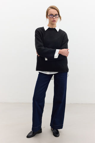 High-Waist Wide-Leg Jeans Dark Blue