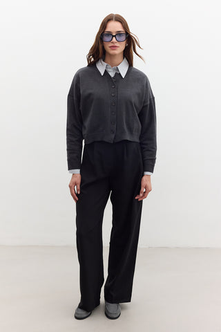 Dona Pleated Palazzo Trousers Black