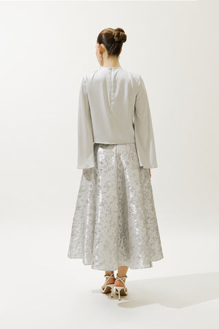 Satin Wide Sleeve Blouse Blue
