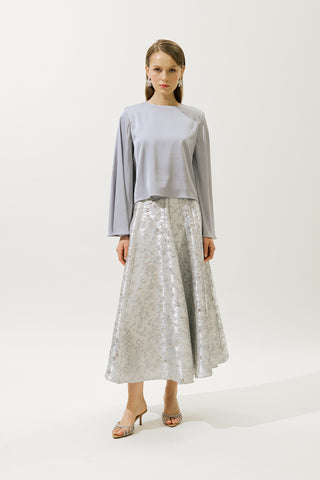 SATEN GENİŞ KOL BLUZ LİLA